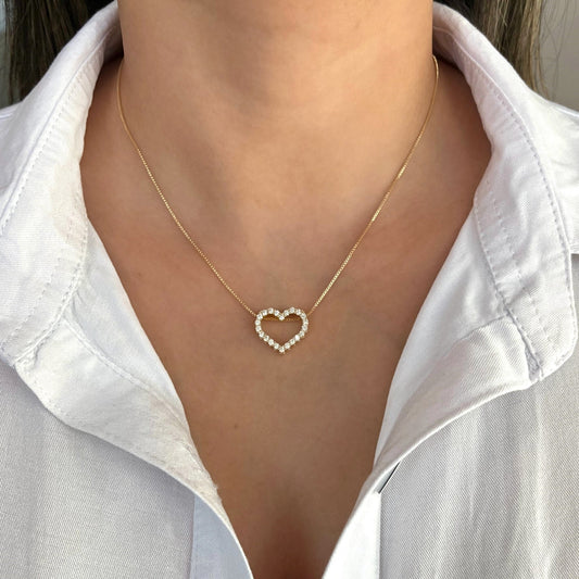 Collar rodio corazón