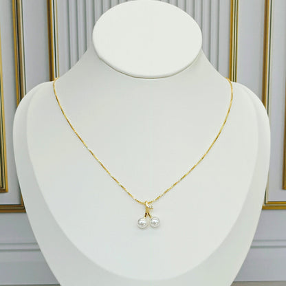 Collar rodio cereza perla