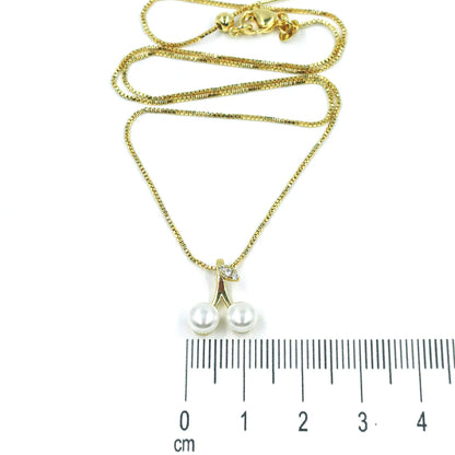 Collar rodio cereza perla