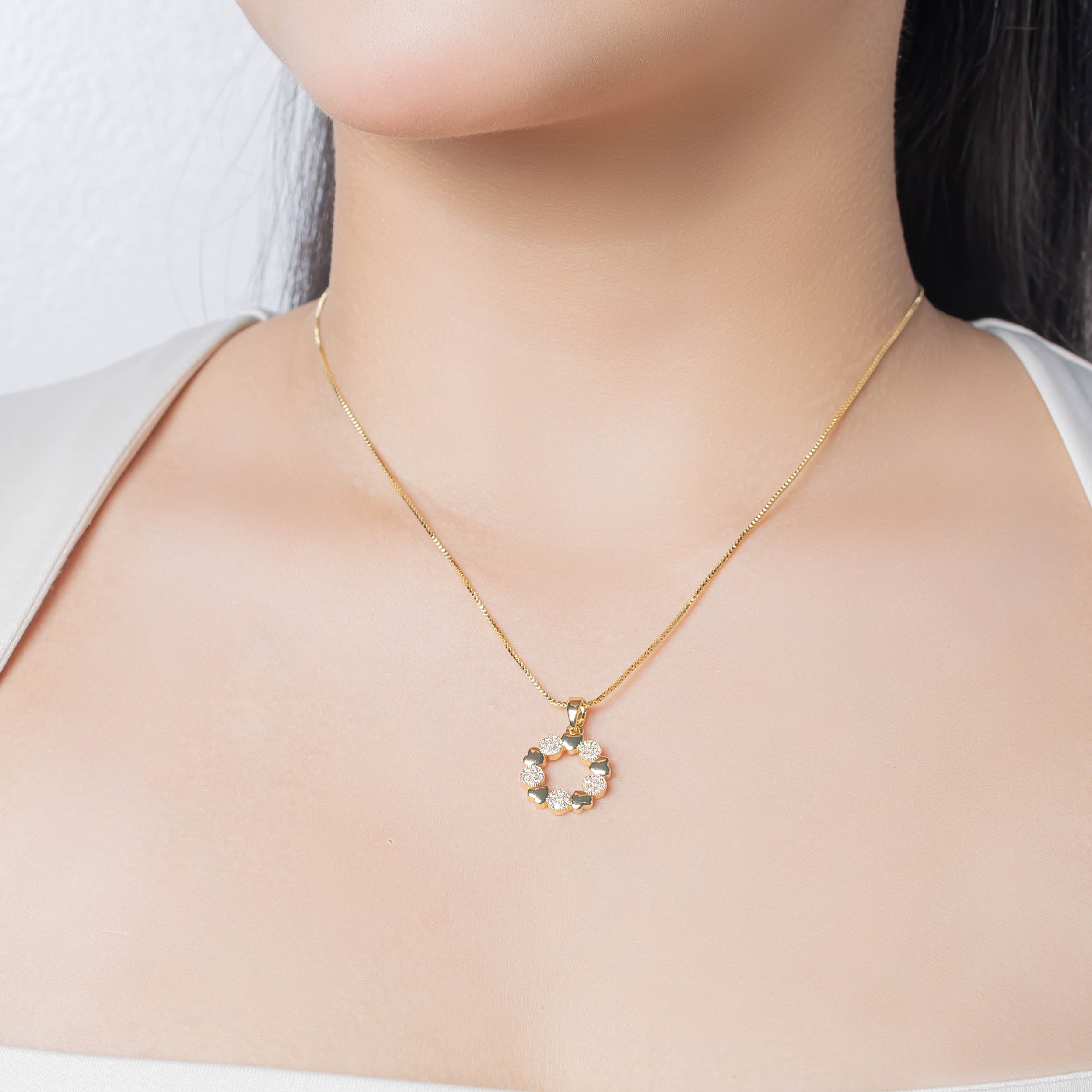 Collar rodio Corona corazón