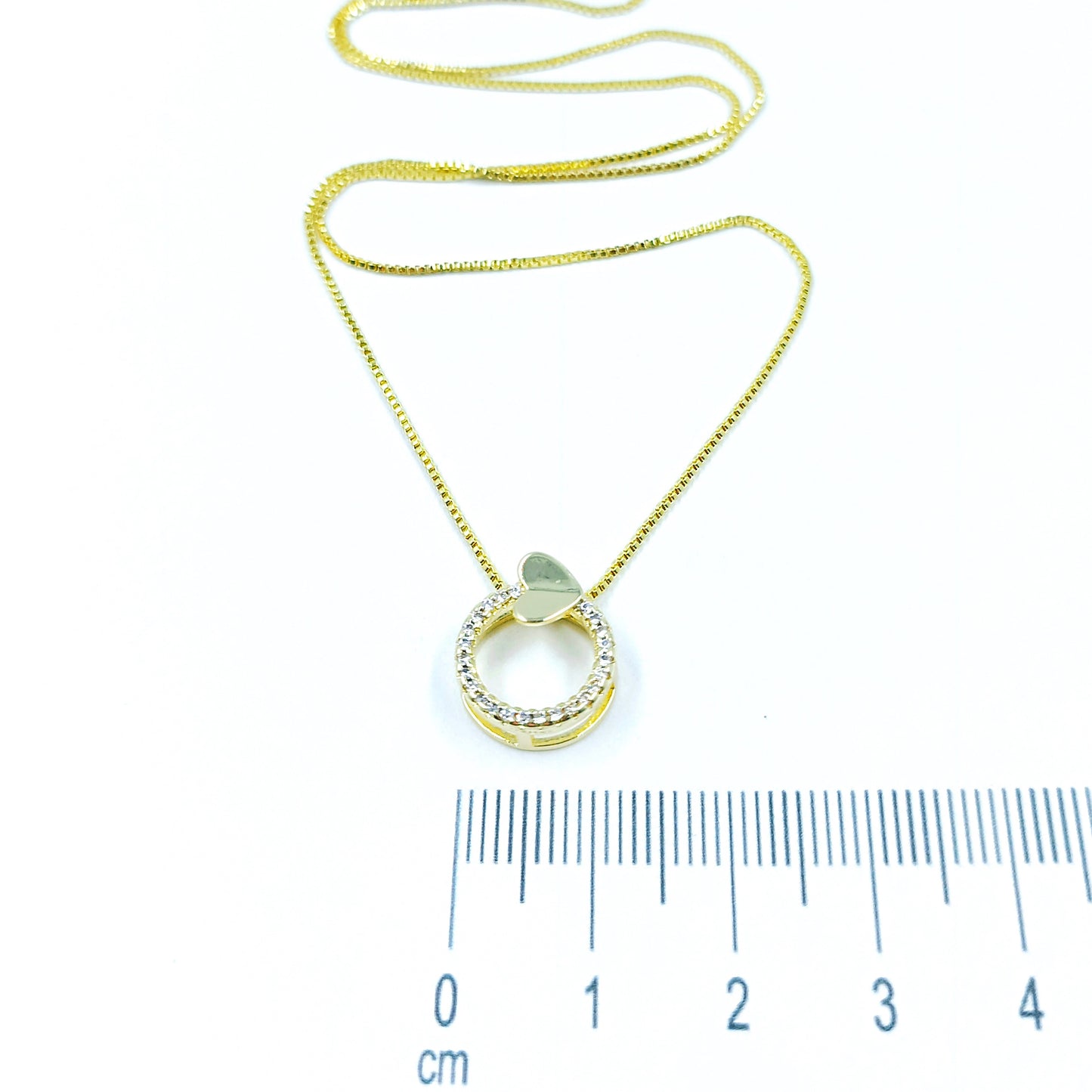 Collar rodio Circulo corazón