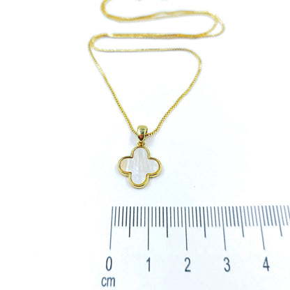 Collar rodio Trébol nácar