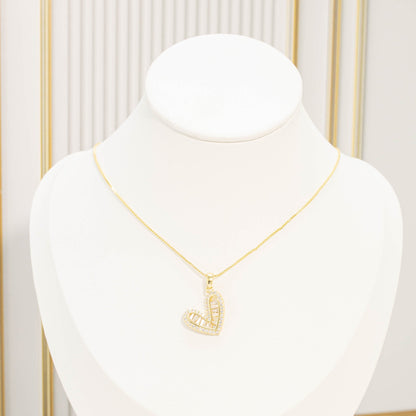 Collar rodio corazón baguette