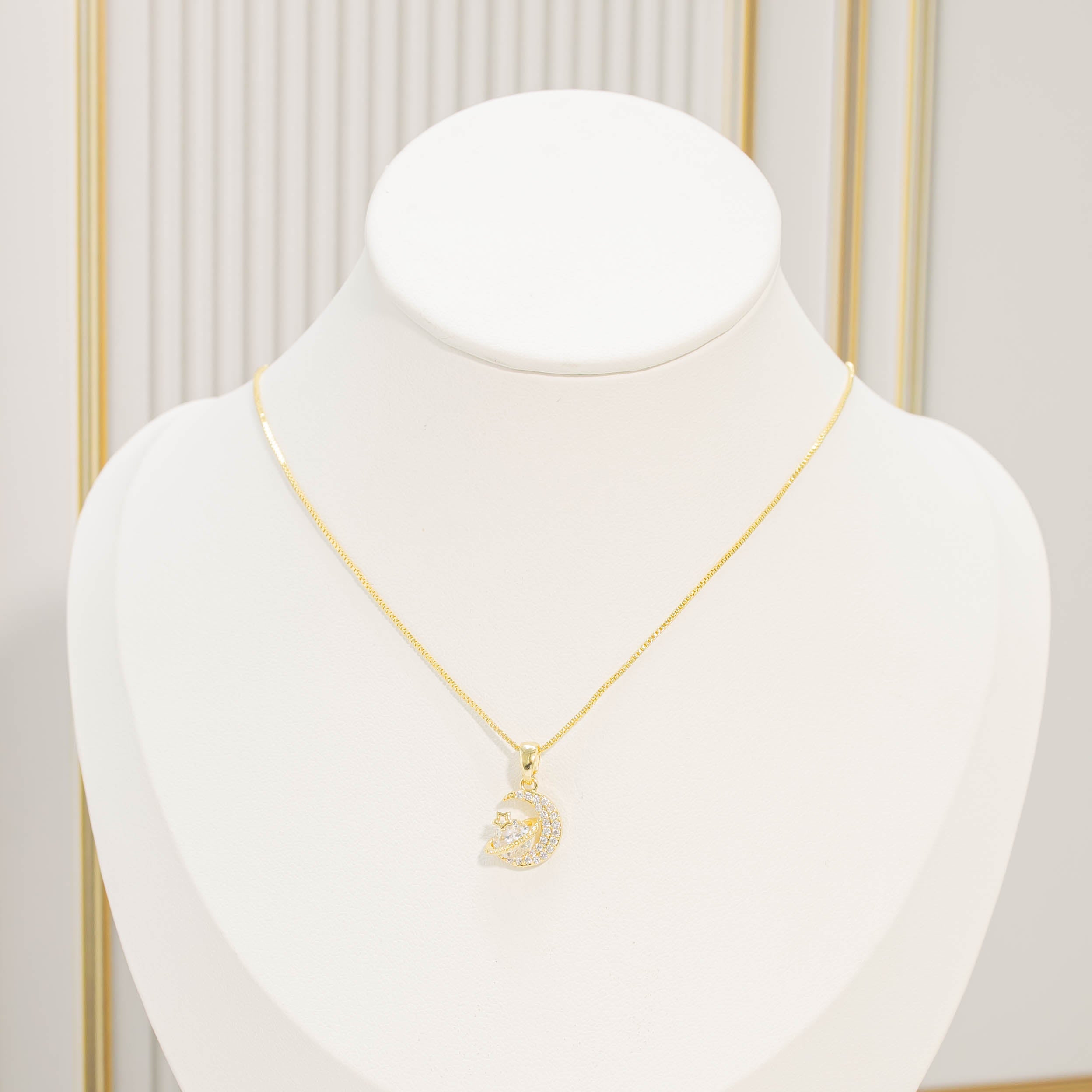 Collar rodio luna estrella