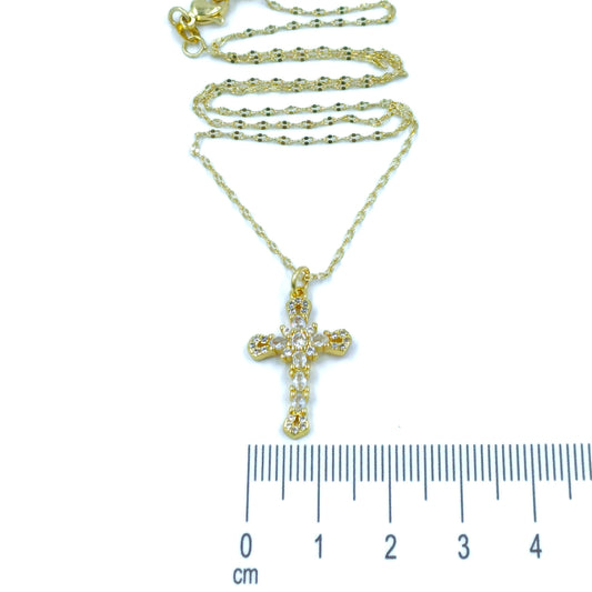 Collar rodio maxi cruz diamantes