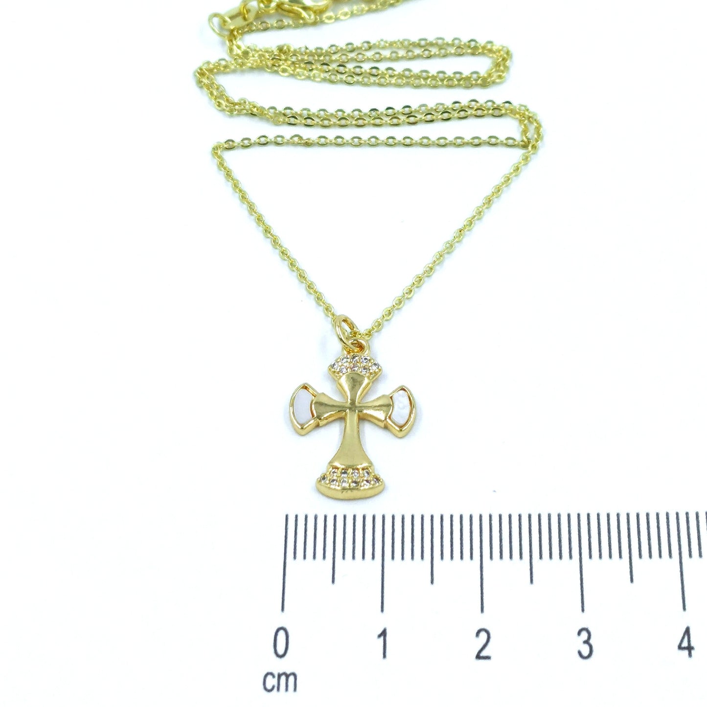 Collar rodio cruz nácar