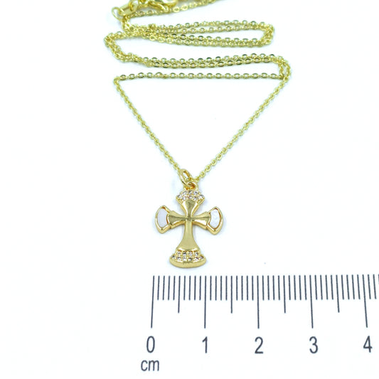 Collar rodio cruz nácar