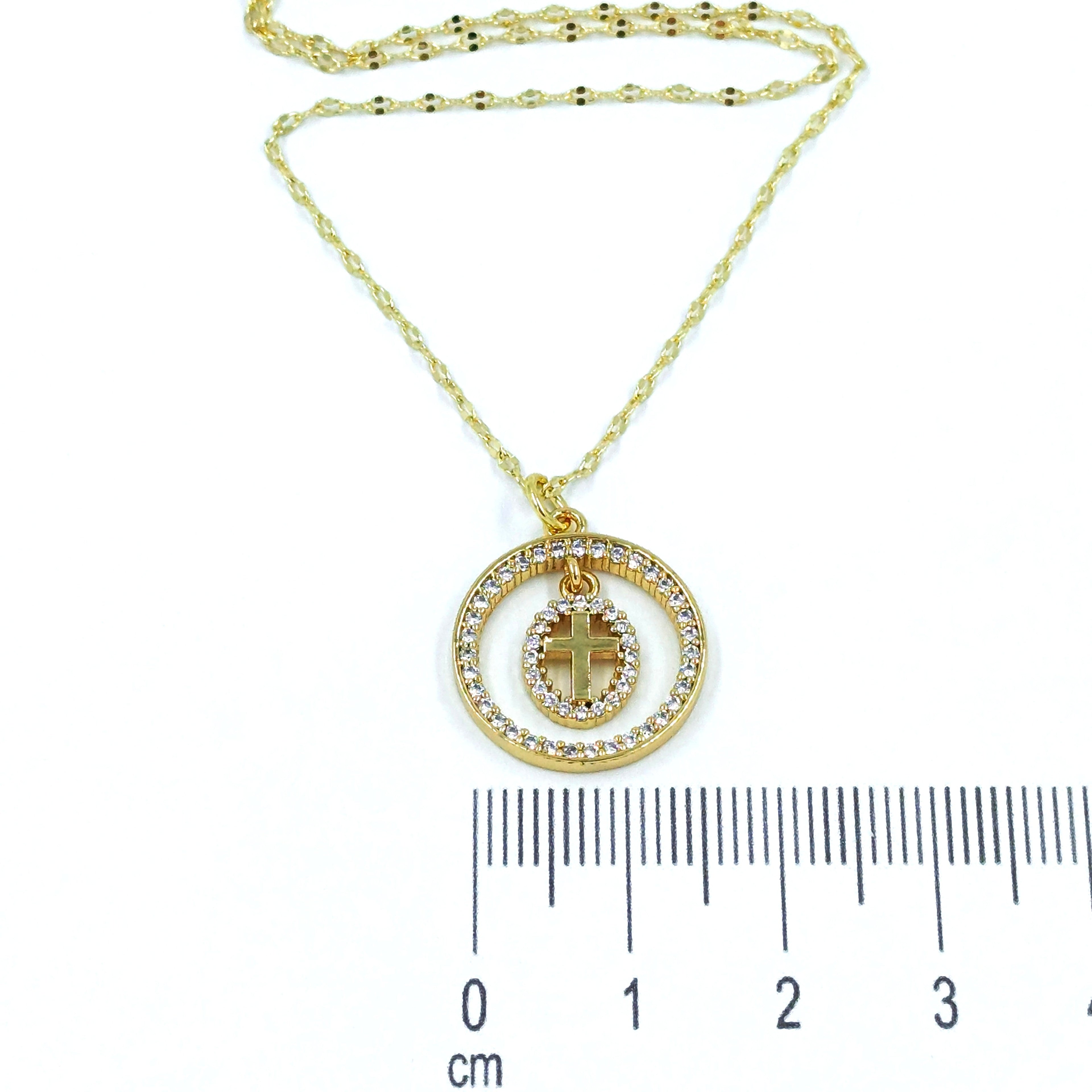 Collar rodio dije doble cruz