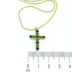 Collar rodio cruz esmeralda