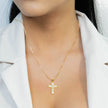 Collar rodio doble cruz nacar