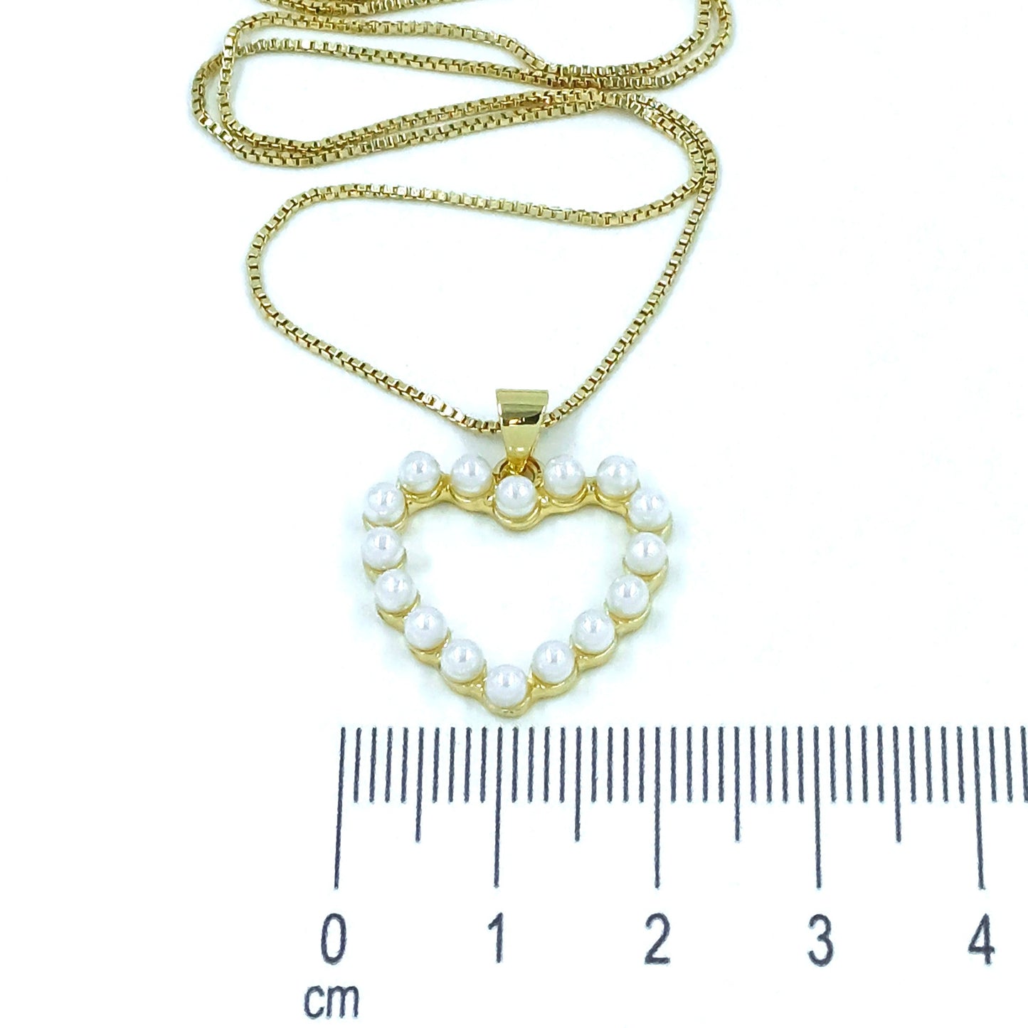 Collar rodio silueta corazon perlas