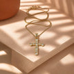 Collar rodio cruz corazones