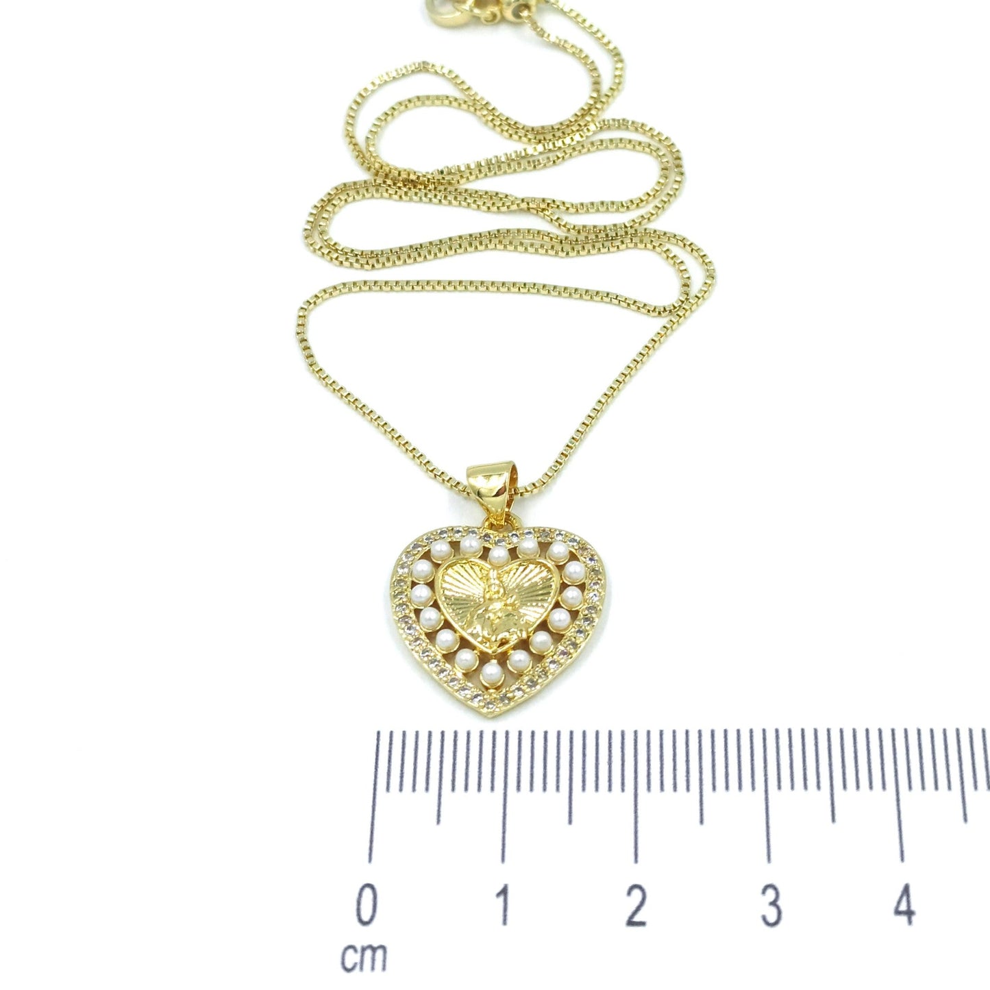 Collar rodio corazon perla