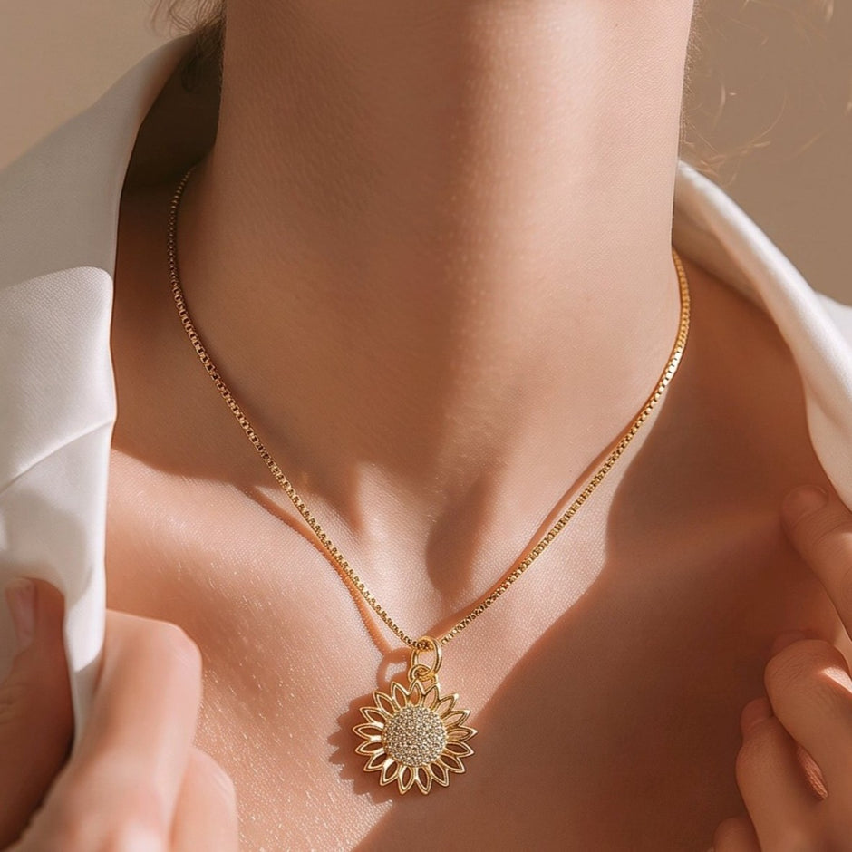 Collar rodio girasol