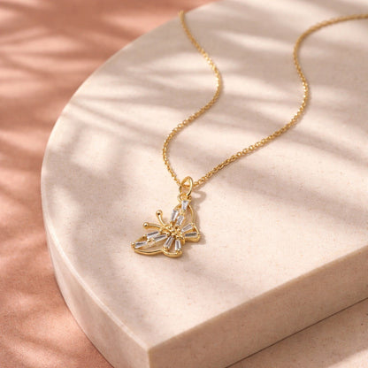 Collar rodio mariposa