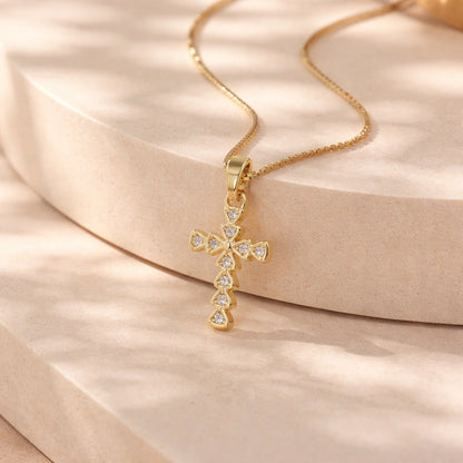 Collar rodio cruz