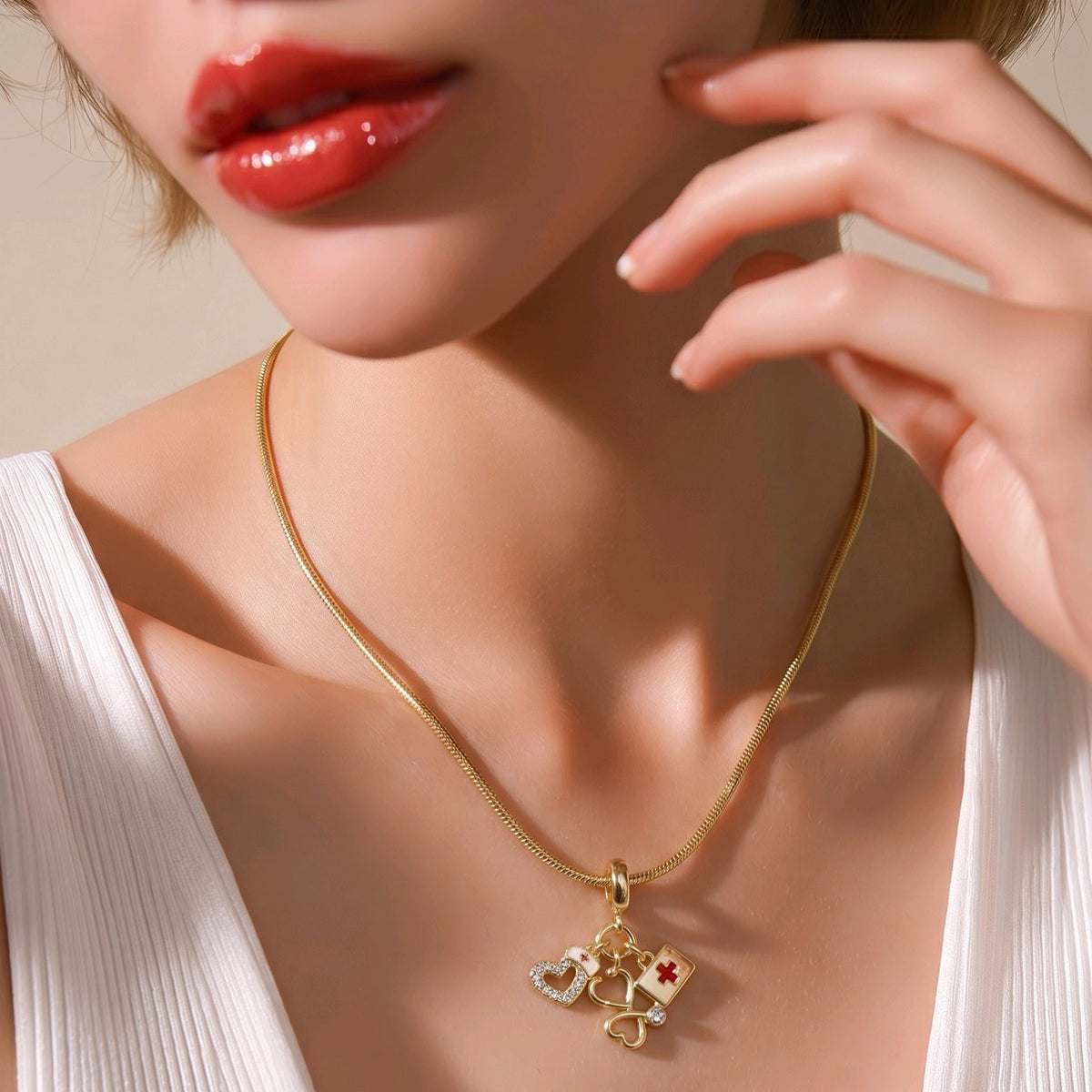 Collar rodio dijes salud