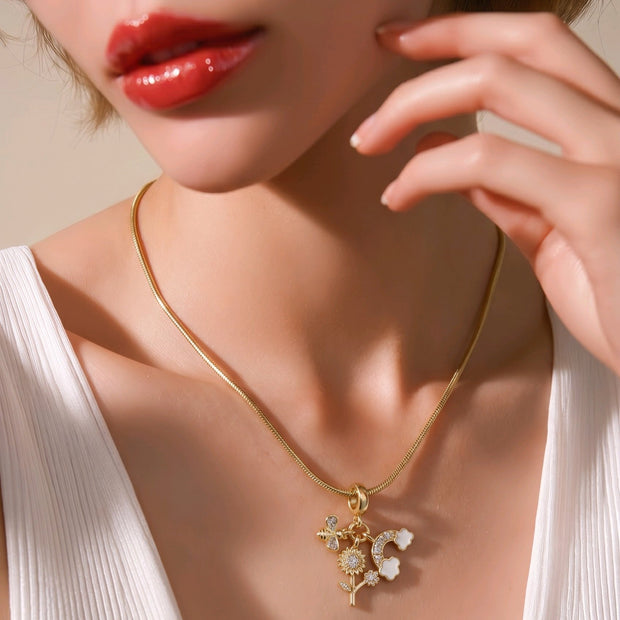 Collar rodio dijes primavera