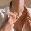 Collar rodio corazón corona