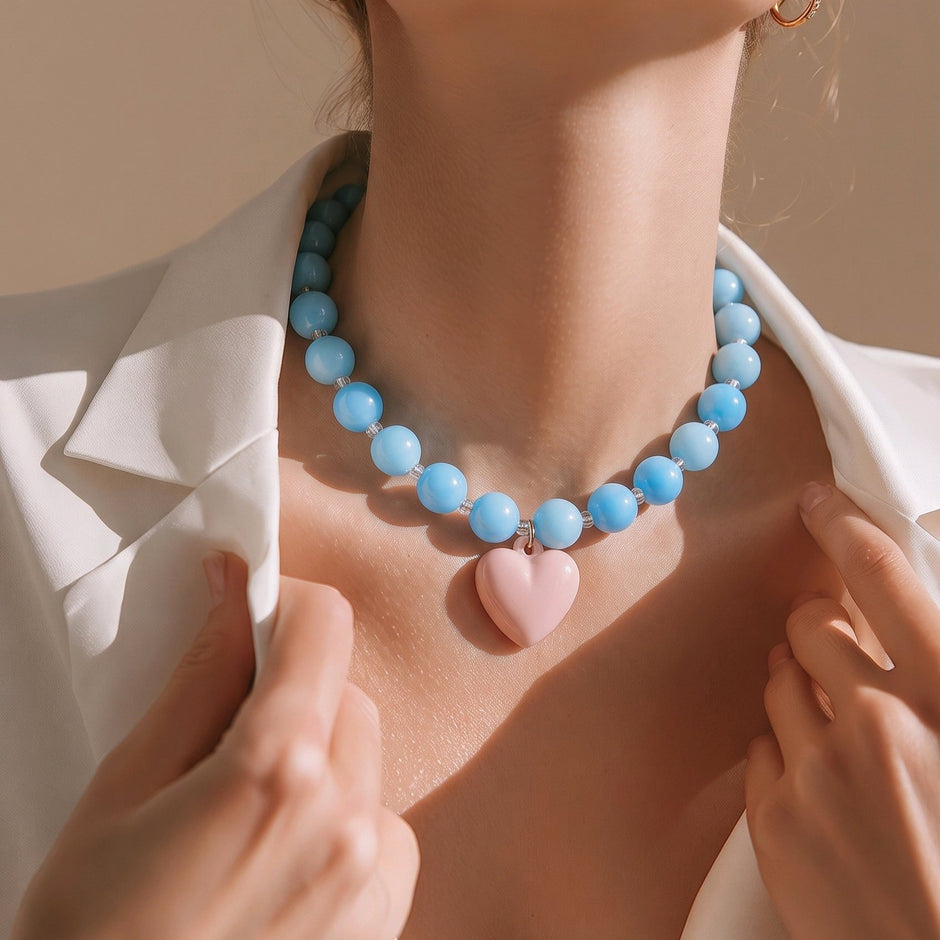 Collar rodio azul