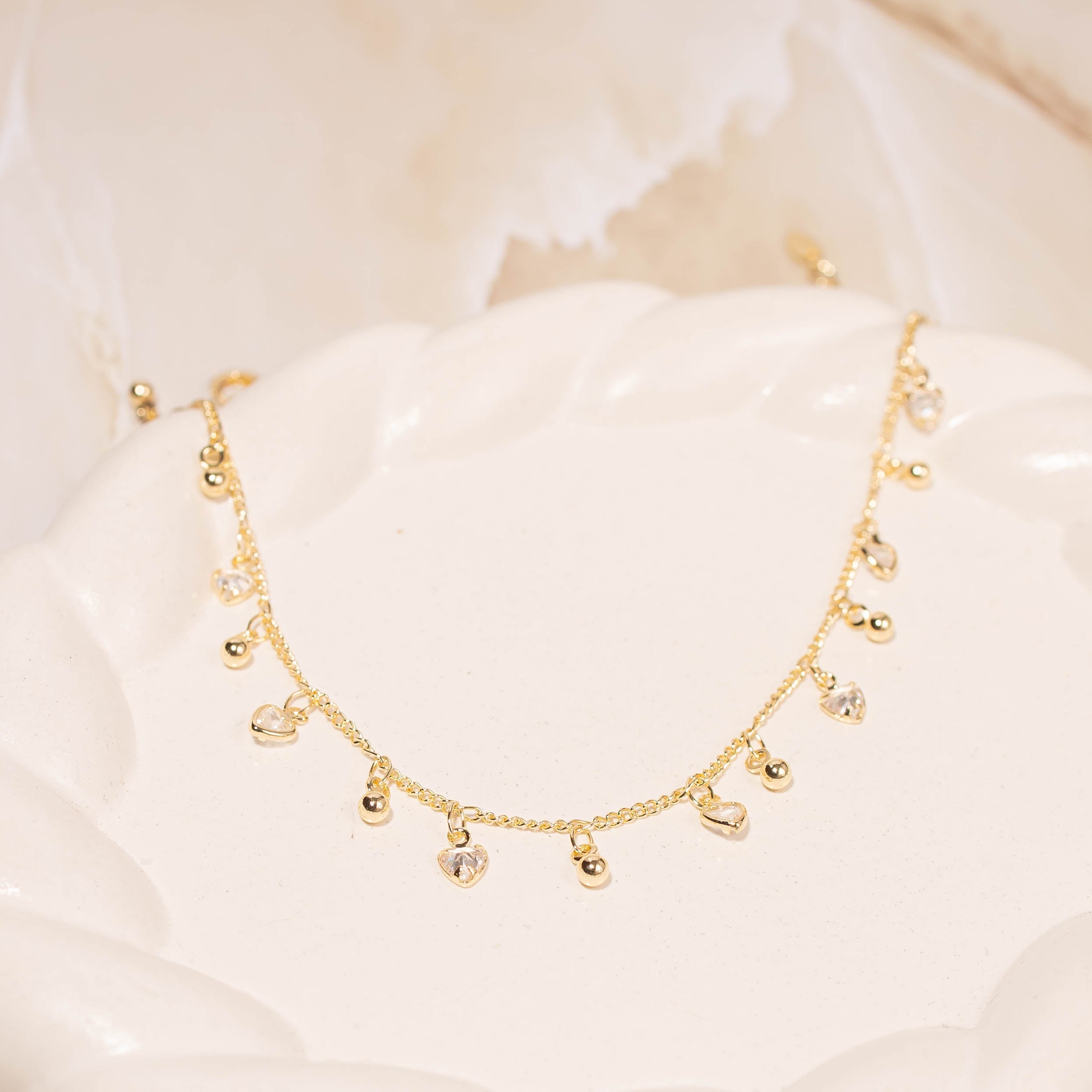 Tobillera corazón cristal