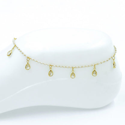 Tobillera mini perlas gota cristal