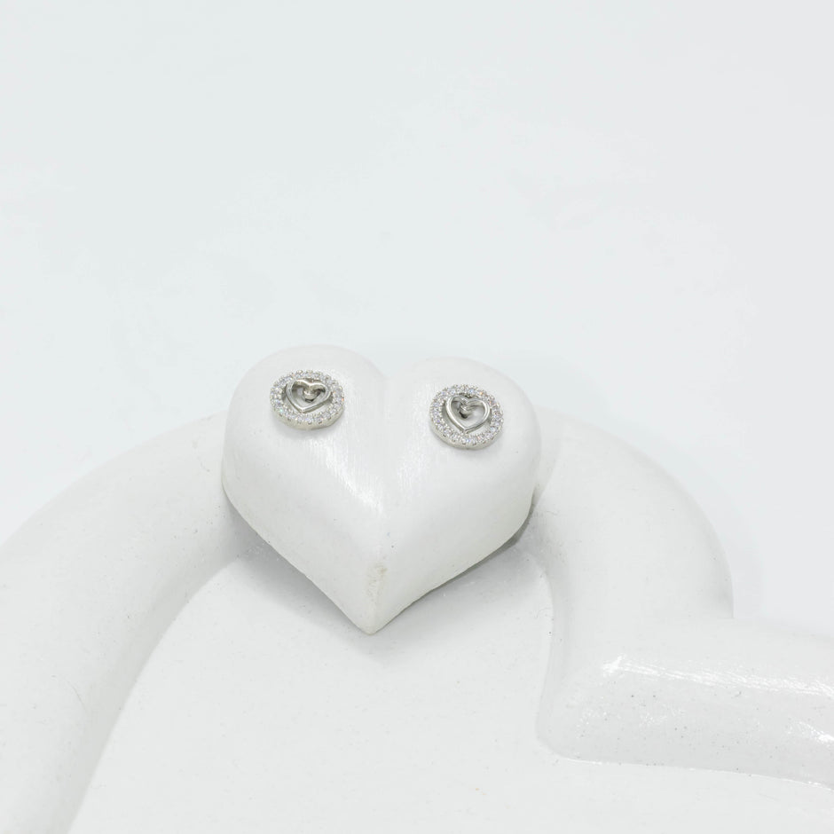 Topo Silueta corazón micro zircón
